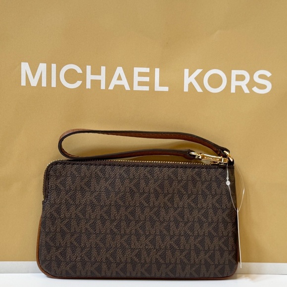 Michael Kors Jet Set Travel TZ Wristlet MK Brown - Picture 2 of 14